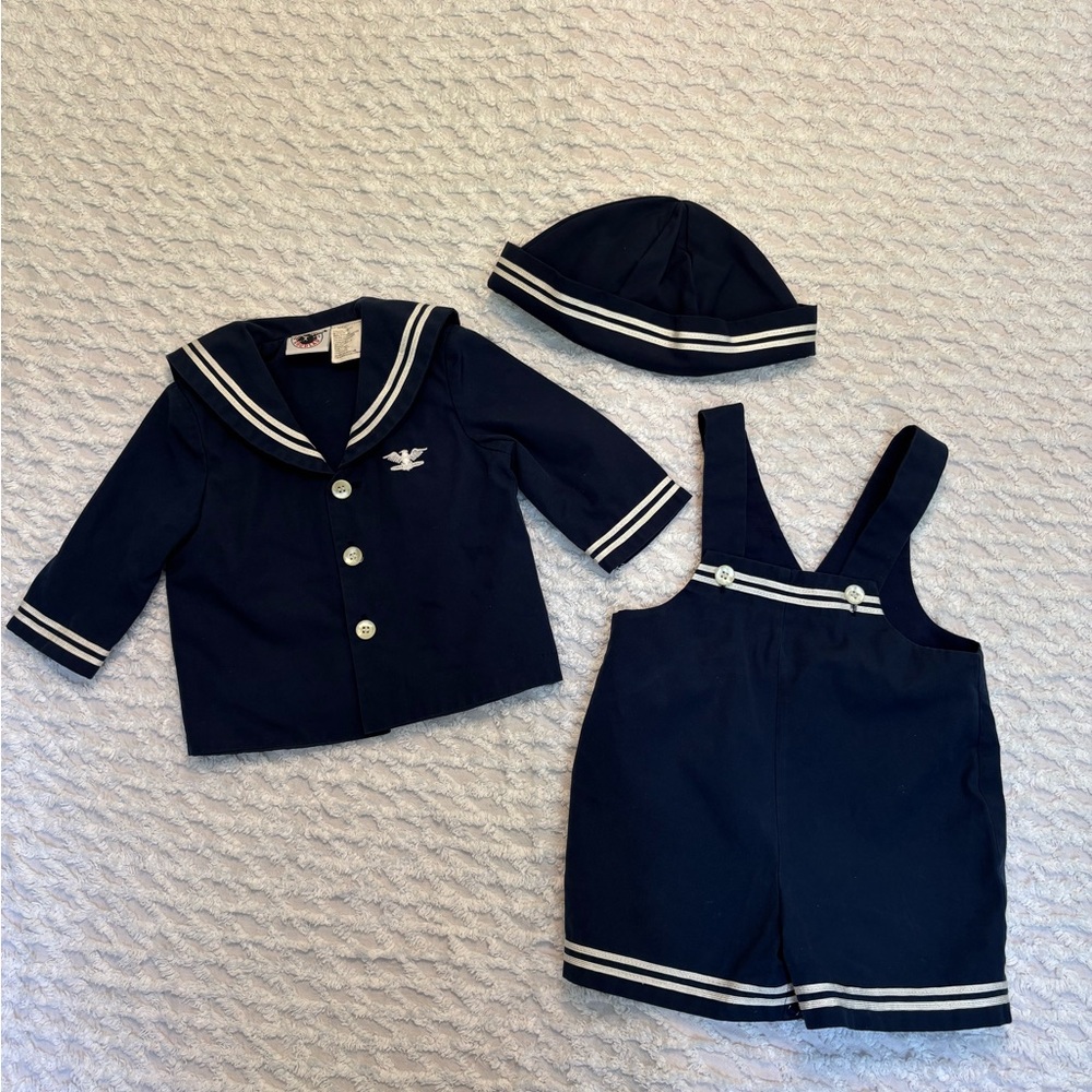 Goodlad Navy Blue Sailor Outfit with Hat Baby Boy 12mos